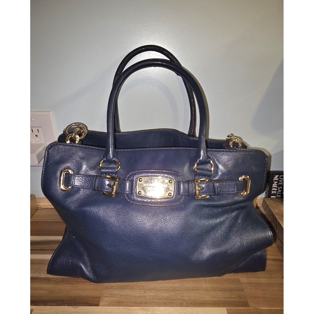 Michael Kors Hamilton‎ Satchel Bag Tote Purse East West Bag Beautiful BLUE